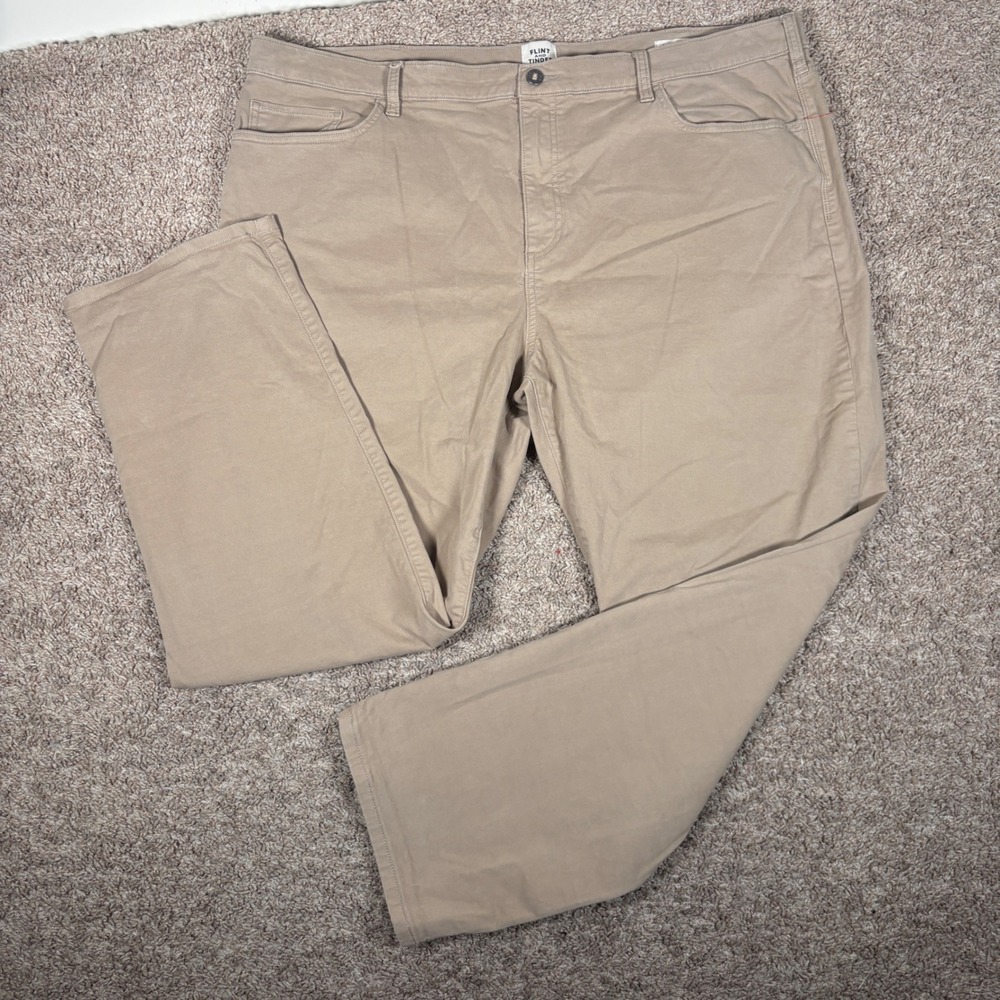 Flint and Tinder 365 Pant Mens 44x30 Khaki Tan Straight Fit Cotton Stretch Chino